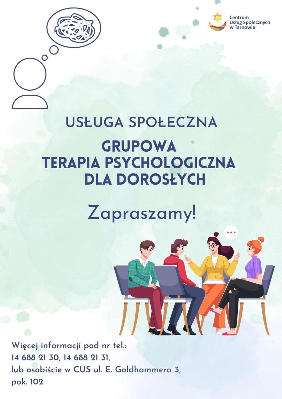 Plakat grupowej terapii psychologicznej dla dorosłych